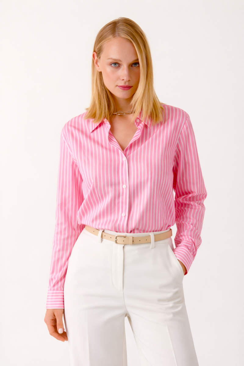 CAMISA ENTALLADA RAYAS - COLOR RAYAS ROSA